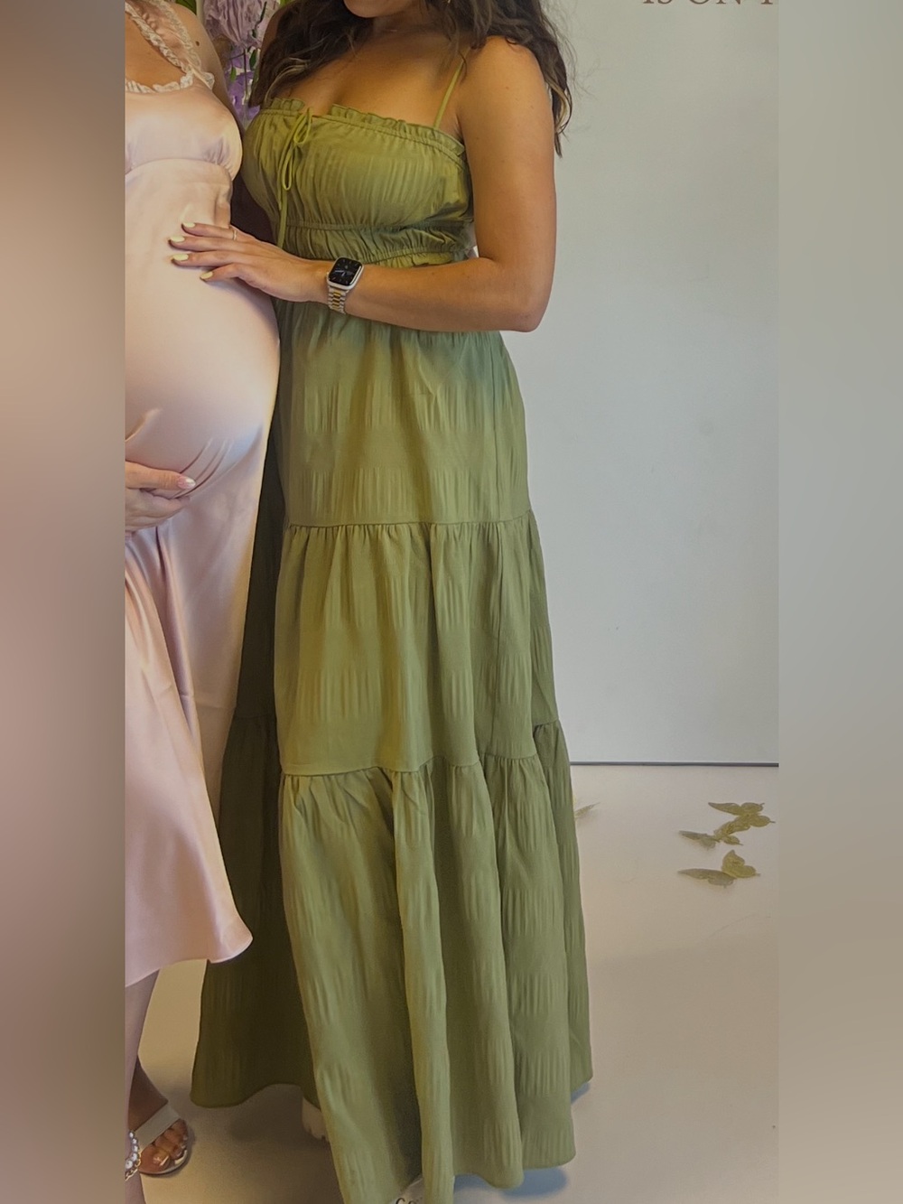 Olive Green Tiered Maxi Dress - Women's Flowing Summer Dress